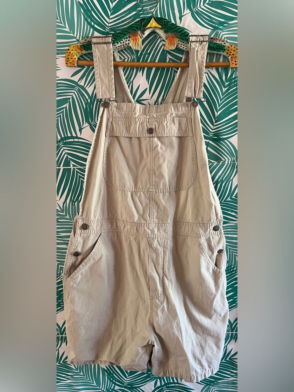 Vintage 90’s Riveted by Lee Beige Cotton Short Overalls Sz XLR